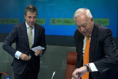 Garcia-Margallo y Fogh Rasmussen, hoy en Madrid.