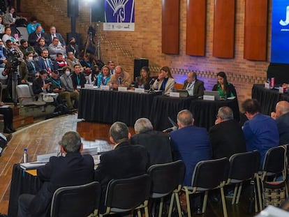 Una audiencia de la JEP en Bogotá (Colombia), el 23 de junio de 2022.