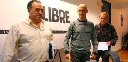 De izquierda a derecha, Karmelo Landa, Sabino del Bado y Jon Gorrotxategi este miércoles en la rueda de prensa que han ofrecido en Bilbao.