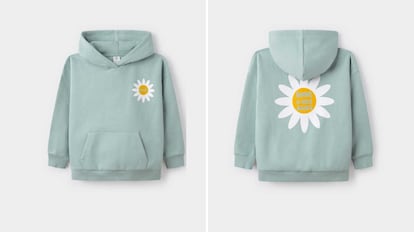 Sudadera de manga larga con capucha. En la colección Springfield Kids también se pueden encontrar rebajadas prendas como esta: una sudadera entallada de niña que se vende en un tono verde claro. 20,79€