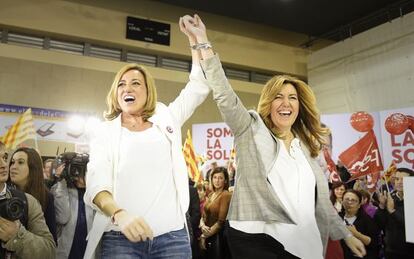 Chacón i Susana Díaz, a Cornellà.