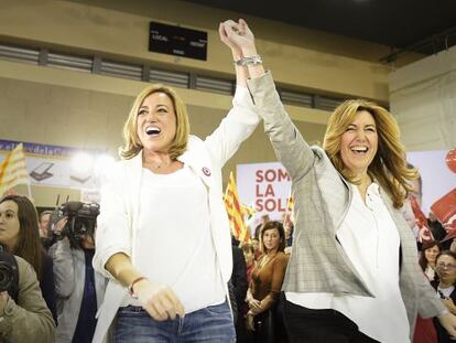 Chacón i Susana Díaz, a Cornellà.