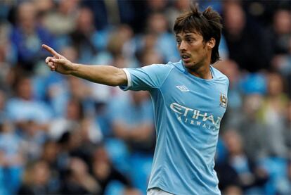 David Silva, durante un partido de la temporada pasada con el Manchester City.