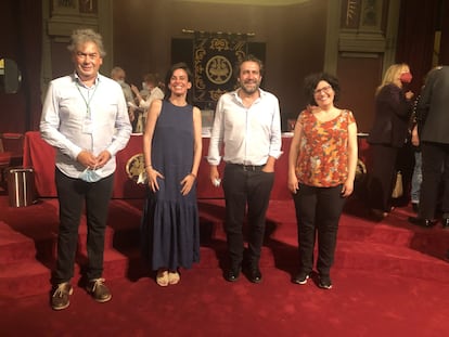 Integrantes de la candidatura Grupo 1820: José Pablo de Pedro, Pepita Marín, Luis Arroyo e Isabel Patricia Fuentes.