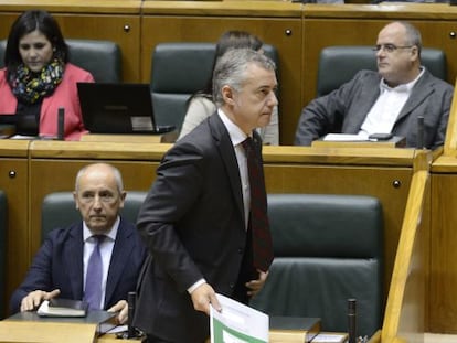 El lehendakari, Iñigo Urkullu, durante el pleno del Parlamento que ha debatido los presupuestos de Euskadi.