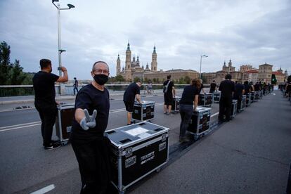 Manifestación del movimiento Alerta Roja, este jueves en Zaragoza.