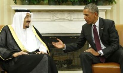 Obama, el pasado septiembre, con el rey saud&iacute; en el Despacho Oval