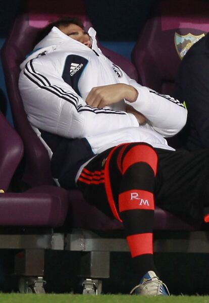 El guardameta reacciona después de que el Madrid encajase un tanto.
