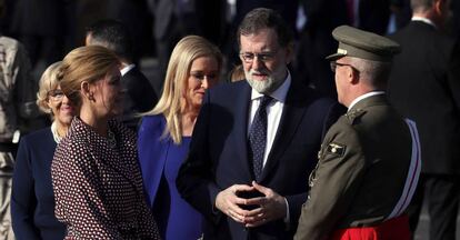 El presidente del Gobierno, Mariano Rajoy durante el desfile del día de la hispanidad.