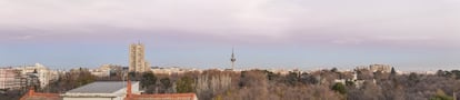 Vista hacia el parque de El Retiro desde la terraza superior.