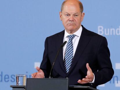 El ministro alemán de Finanzas, Olaf Scholz, en una conferencia de prensa en Berlin.