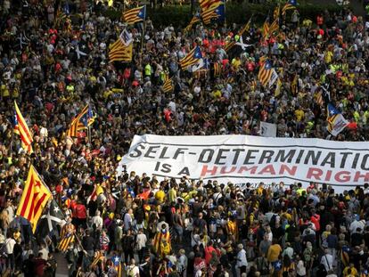 Manifestación en Barcelona. este lunes. 