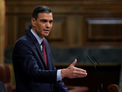 Pedro Sánchez en el congreso para explicar los indultos a los líderes independentistas.
