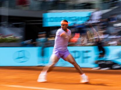 Nadal, el lunes durante el partido contra Cachín en la central de Madrid.