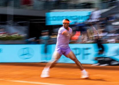 Nadal, el lunes durante el partido contra Cachín en la central de Madrid.