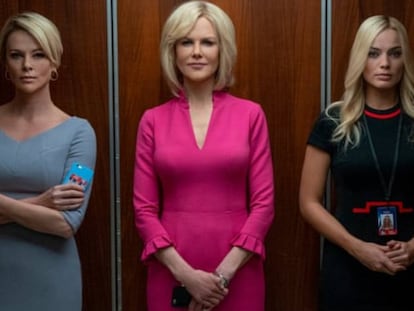 Charlize Theron, Nicole Kidman y Margot Robbie en 'El escándalo', la película que cuenta los abusos de Roger Ailes en la cadena Fox.