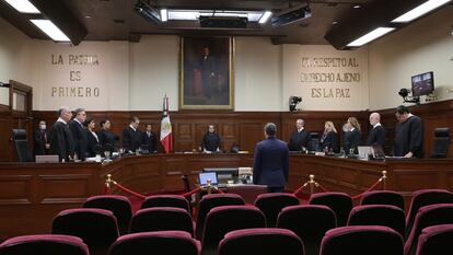 Norma Piña junto al pleno de la Suprema Corte, este 23 de abril en Ciudad de México.