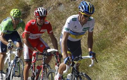 Contador, Purito y Valverde, durante la Vuelta.