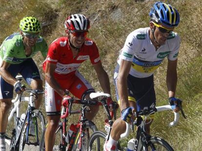 Contador, Purito y Valverde, durante la Vuelta.