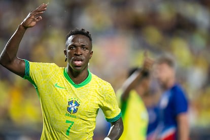 Vinicius, durante un partido amistoso de Brasil contra Estados Unidos, la semana pasada en Orlando (Florida).
