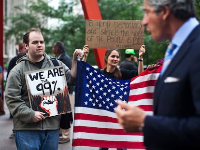 Protesta del movimiento Occupy Wall Street en el Parque Zuccotti (Nueva York) en septiembre de 2011