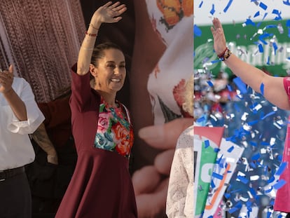 Presidential candidates Claudia Sheinbaum (left) and Xóchitl Gálvez at their campaign launches on March 1.