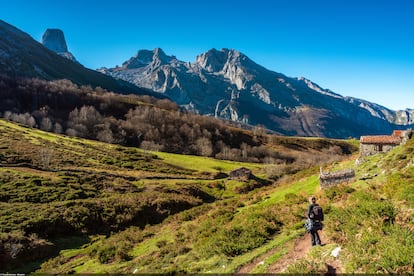 El Parque Nacional de los Picos de Europa ofrece cientos de rutas senderistas, como esta por el collado de Pandébano.