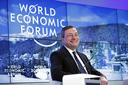 El presidente del BCE, Mario Draghi, este viernes en Davos (Suiza).