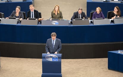 Puigdemont, el 13 de diciembre, en un pleno del Parlamento Europeo en Estrasburgo.