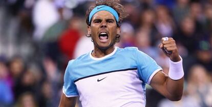 Nadal celebra una victoria en Indian Wells.