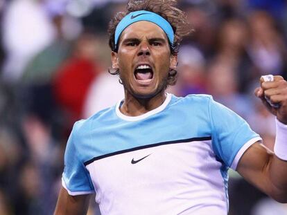 Nadal celebra una victoria en Indian Wells.