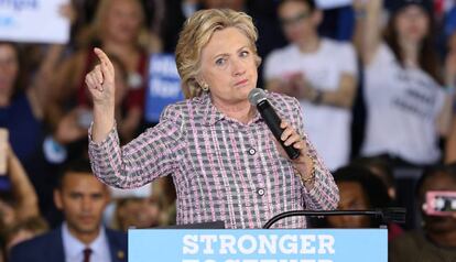 Clinton, este sábado, en Coral Springs, Florida.