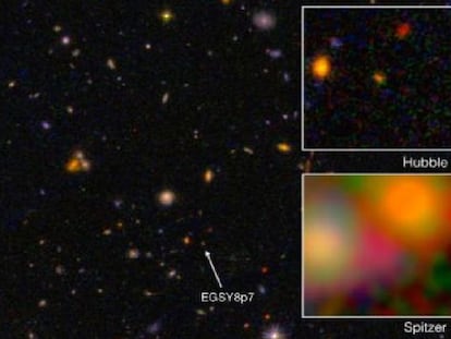 Galaxy EGS8p7, desde el Hubble y el Spitzer.