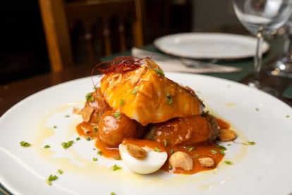 Plato de Bacalao, del restaurante España.