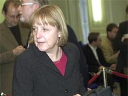 Angela Merkel, a su llegada a una comisión parlamentaria del Bundestag.