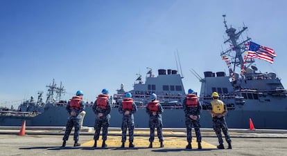 El destructor USS Porter, a su llegada a la base de Rota (Cádiz) en 2015.