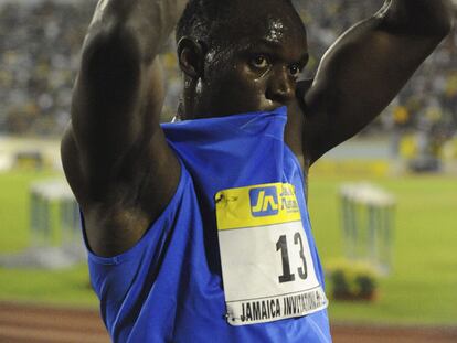 Usain Bolt tras la carrera.
