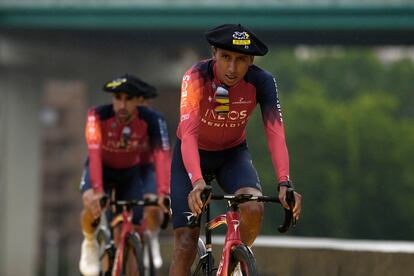 Egan Bernal durante la presentación del equipo en Bilbao, España, el 29 de junio.