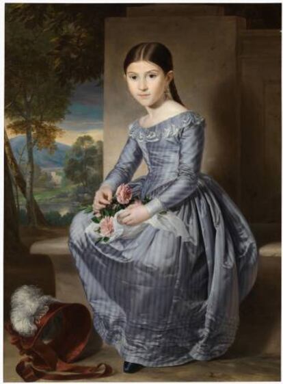 Niña sentada en un paisaje, 1842. Obra de Rafael Tegeo.