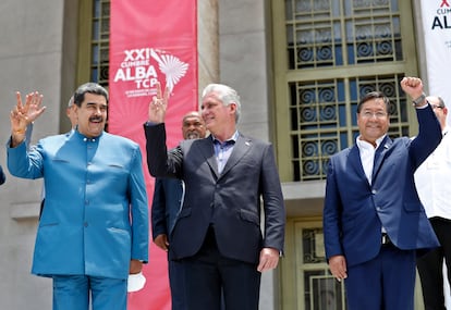 presidentes de Venezuela, Cuba y Bolivia: Nicolás Maduro, Miguel Díaz-Canel y Luis Arce.
