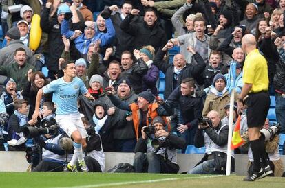 Navas, tras marcar su primer gol.