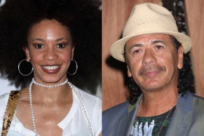 La batería Cindy Blackman y el guitarrista Carlos Santana, en sendas imágenes de 2009