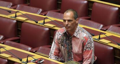 Yanis Varufakis, el pasado viernes en el parlamento griego.