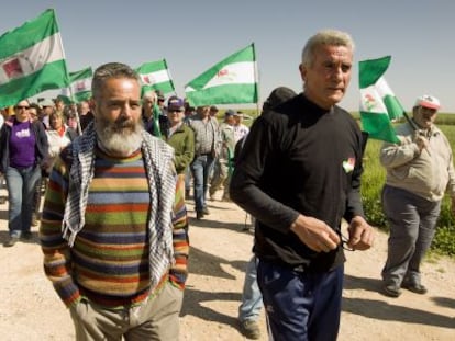 Sánchez Gordillo y Cañamero, en la finca Las Turquillas.