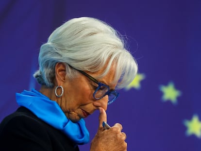 La presidenta del BCE, Christine Lagarde, en una conferencia en Fráncfort el pasado mes de octubre.