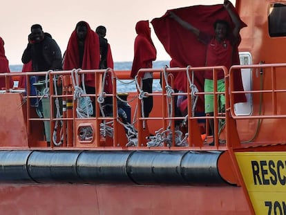 Inmigrantes rescatados en diciembre en Andalucía.