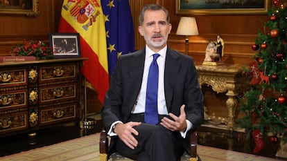 El rey Felipe pronuncia el discurso de Navidad.