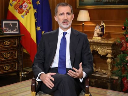 El rey Felipe pronuncia el discurso de Navidad.