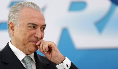 El presidente brasile&ntilde;o Michel Temer, en un acto en Brasilia.  