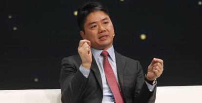 Richard Liu, presidente y consejero delegado de JD.com, durante su intervención en el World Retail Congress, en Madrid, este martes.